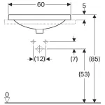 Lavabo empotrado serie Geberit VariForm, ovalado, con orificio para el grifo: B1=47.8cm, Toma de grifo=Centro,